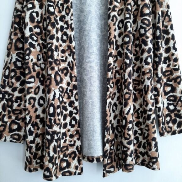 KIM & CO 2x Cardigan & Top Set - Soft Fine Knit Leopard Pattern Sz L - Picture 8 of 13